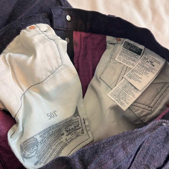 Levi’s 501 Purple Dark Wash Straight Denim 100% Cotton Jeans 33 x 28 - Picture 9 of 13